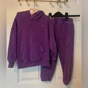 Gap Kids 2 Piece Set Size 4T Purple Acid Wash Hoodie & Jogger Sweat Set